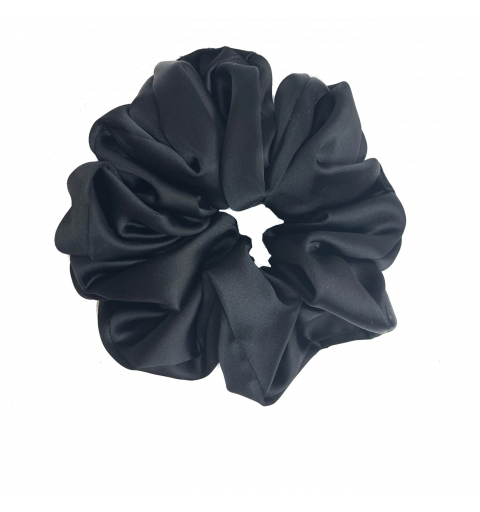 Stor satin-scrunchie i svart extra stor tygsnodd