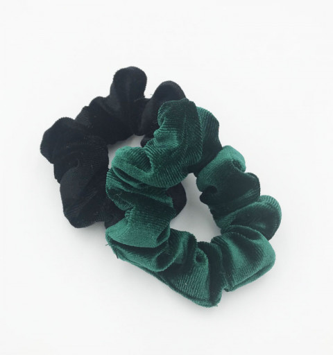 Sammetsscrunchie scruchie set i sammet svart och grön jul nyår
